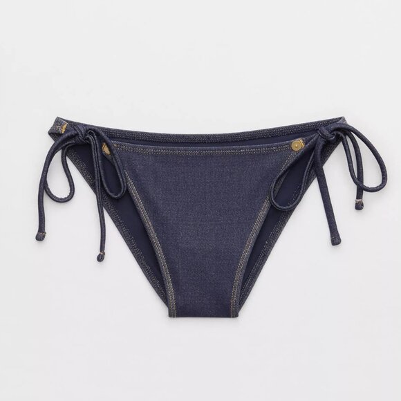 NWOT AE x Aerie Match Made In Denim Tie Bikini Set - Picture 5 of 5